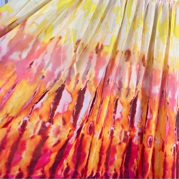 Anthropologie Sleeveless Tiered Maxi Dress yellow pink colorful bright summer - Picture 5 of 12